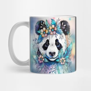 Fantasy, Watercolor, Panda Bear With Flowers and Butterflies Mug